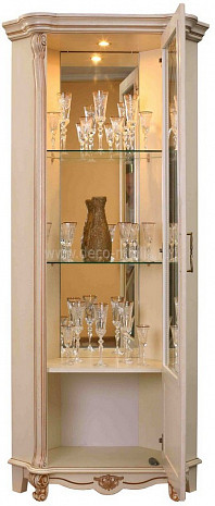 Шкаф с витриной "Алези 10" П 350.13 слоновая кость золочением фото 4