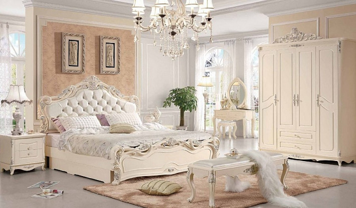 Кровать в стиле классика светло-бежевая 180 Виктория фото 2