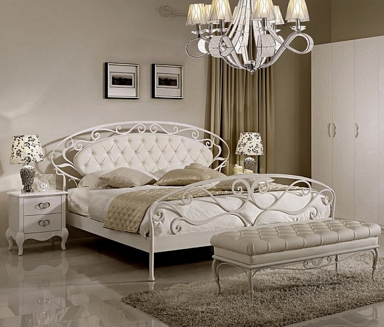 Двуспальная металлическая кровать Hemis белая фото 1