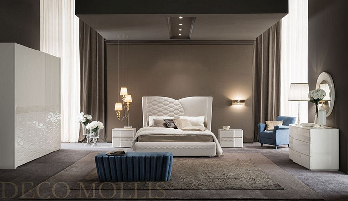 Белая двуспальная кровать 180 Chanel фото 3