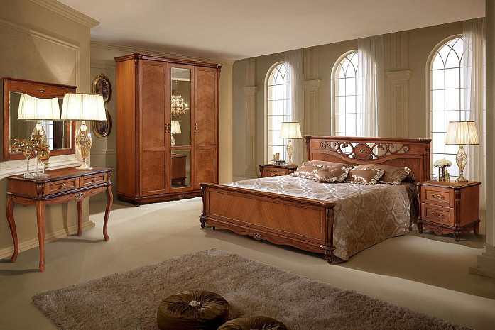 Двуспальная классическая кровать 160 Алези орех фото 2