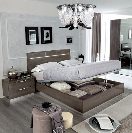 Кровать двуспальная в современном стиле Legno серебристая береза фото 2