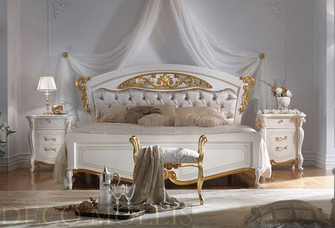 Кровать двуспальная из массива 160 белая La Fenice фото 1