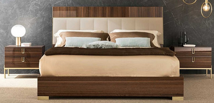 Кровать двуспальная современная Mid Century коричневый эвкалипт фото 1