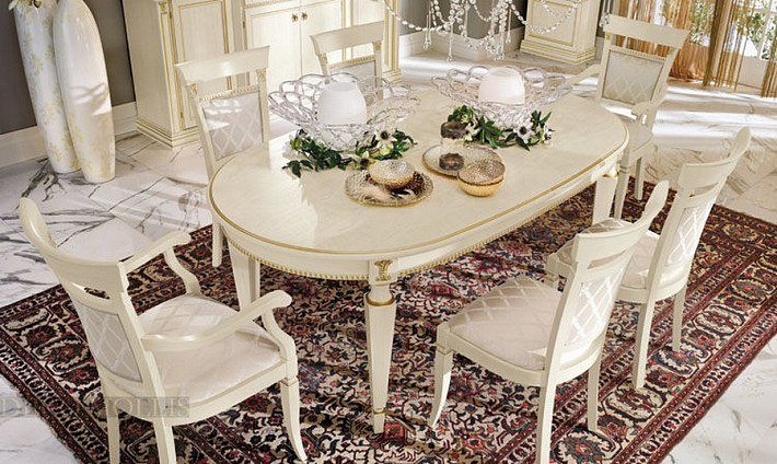 Обеденный белый овальный стол Angelica beige фото 1