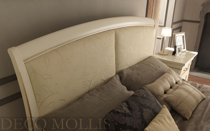 Белая кровать с мягким изголовьем 180 Palazzo Ducale avorio фото 5