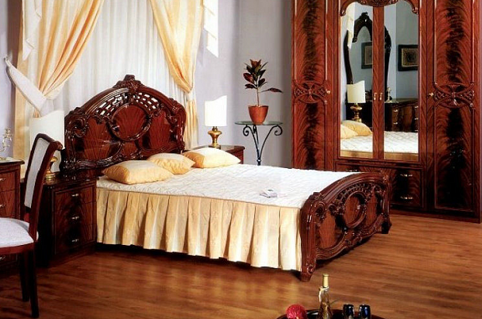 Широкая двуспальная кровать Оллана орех. фото 1
