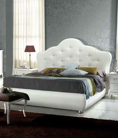 Кровать двуспальная белая в эко коже Flordaliso фото 1
