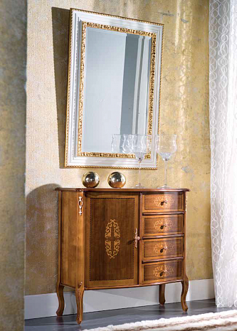 Зеркало настенное в спальню в белой раме Classic Renzi фото 1
