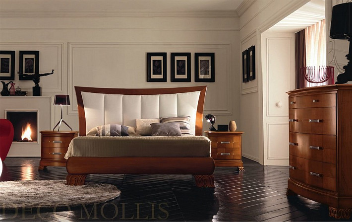Кровать двуспальная с мягким изголовьем вишня Riva фото 2