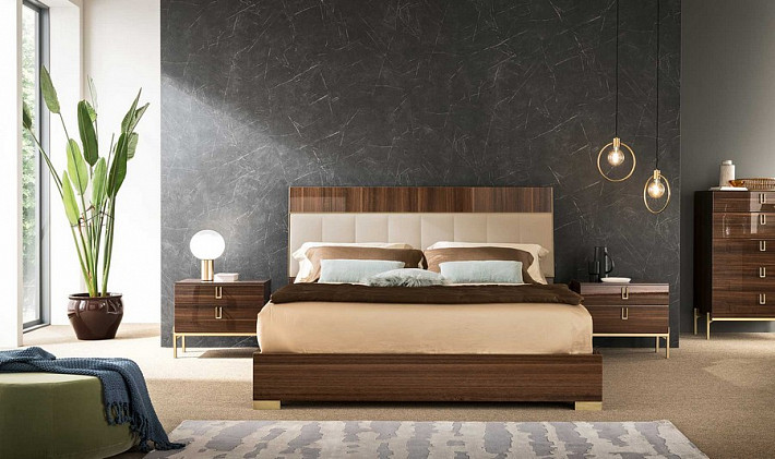 Кровать двуспальная современная Mid Century коричневый эвкалипт фото 3
