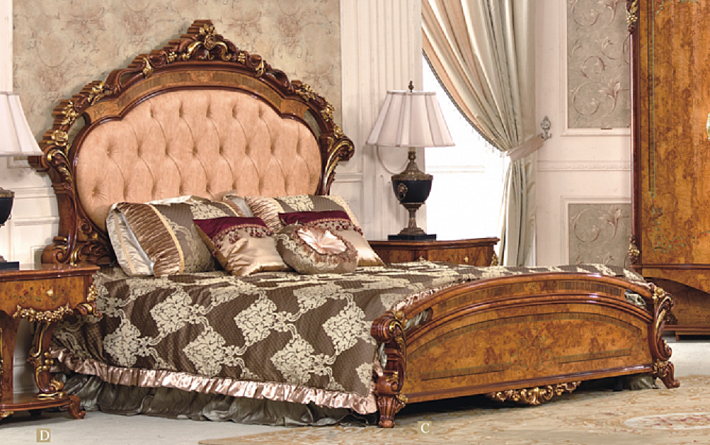 Двуспальная кровать с мягким изголовьем Наполеон орех фото 1
