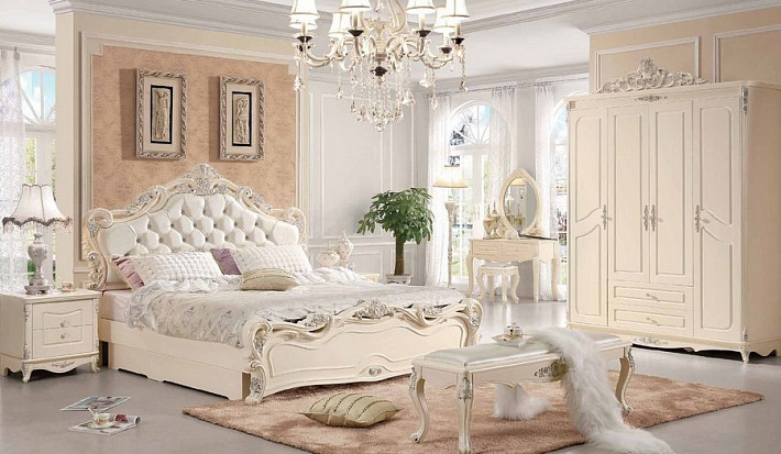 Спальня в стиле классика светло-бежевая Виктория фото 1