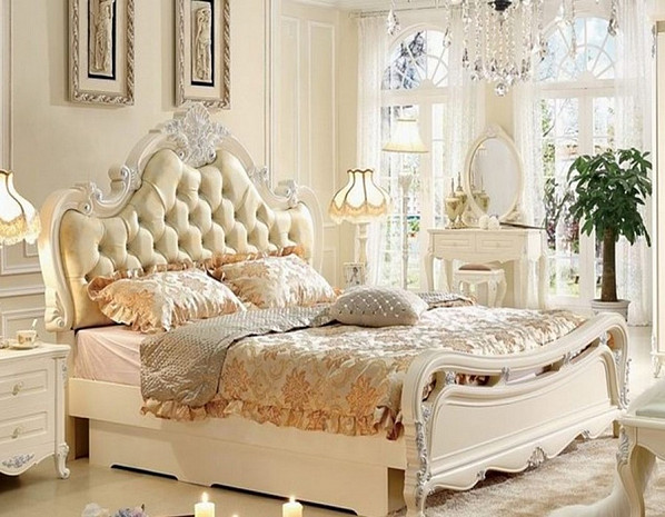 Кровать светлая в стиле классика 180 Виктория фото 1