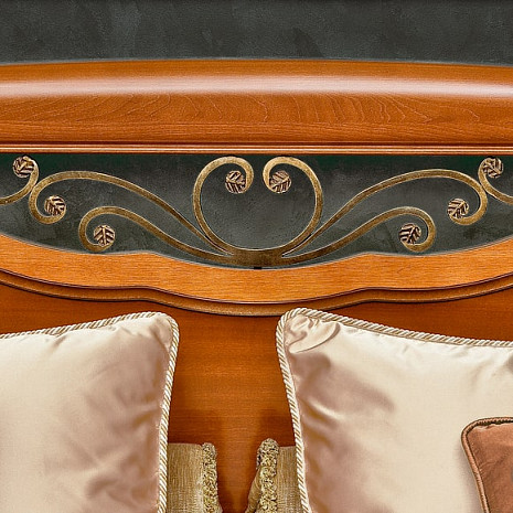 Кровать двуспальная с кованым элементом без ножной спинки  фото 5