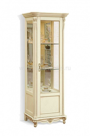 Шкаф с витриной "Алези 8" П 350.08-01 слоновая кость золочением фото 7
