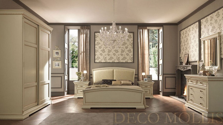 Белая кровать с мягким изголовьем 180 Palazzo Ducale avorio фото 4