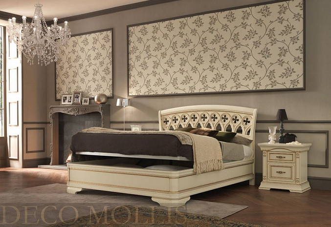 Белая кровать с мягким изголовьем 180 Palazzo Ducale avorio фото 6