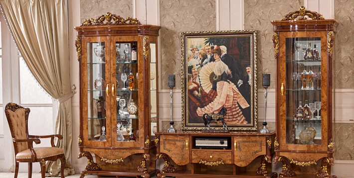 Классическая мебель для гостиной комнаты Наполеон орех фото 9