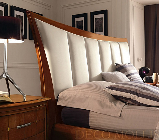 Кровать двуспальная с мягким изголовьем вишня Riva фото 3