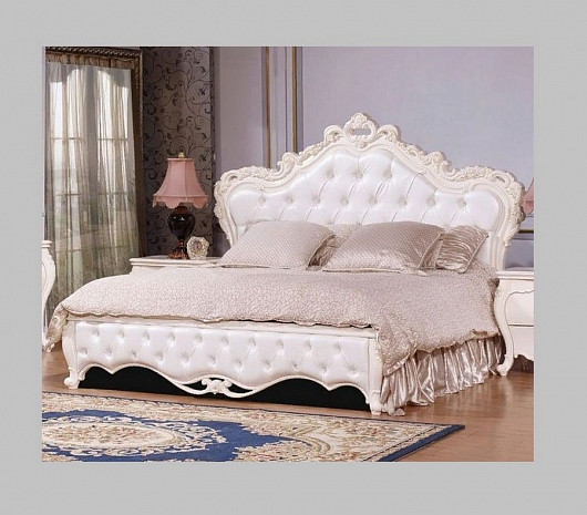 Классическая двуспальная кровать белая Мишель фото 1