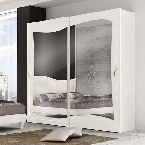 Шкаф-купе в спальню с зеркалами белый Alchimie Diva фото 1