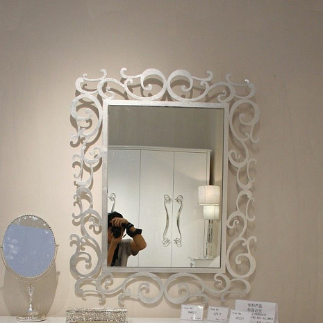 Прямоугольное настенное зеркало Hemis белое фото 1