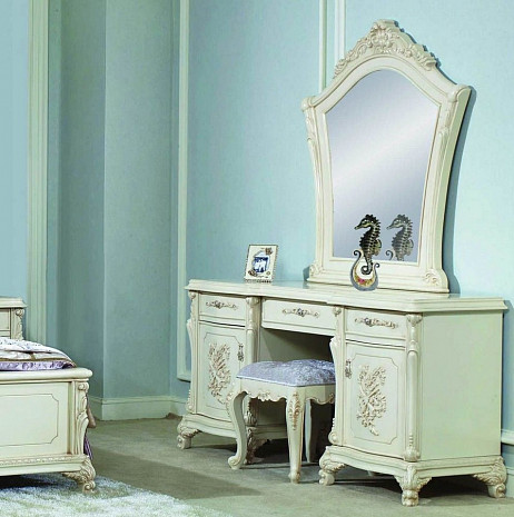 Столик туалетный с зеркалом белый Амедеа фото 1