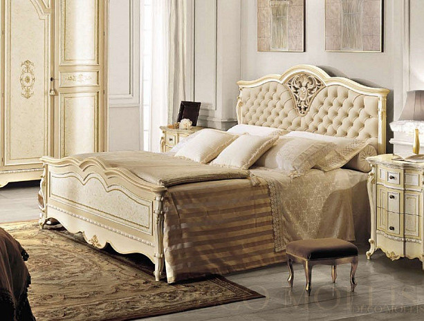 Двуспальная кровать с мягким изголовьем Partenope фото 1
