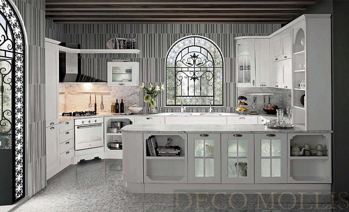 Кухня с серым мрамором Glamour фото 1