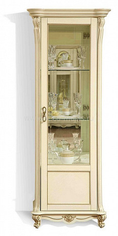 Шкаф с витриной "Алези 8" П 350.08-01 слоновая кость золочением фото 8