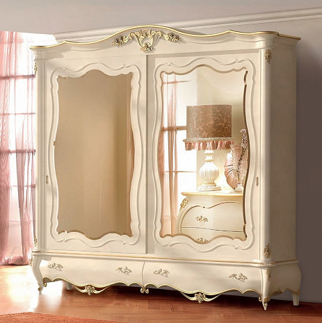 Шкаф-купе в спальню с зеркалом светлый Romantica фото 1