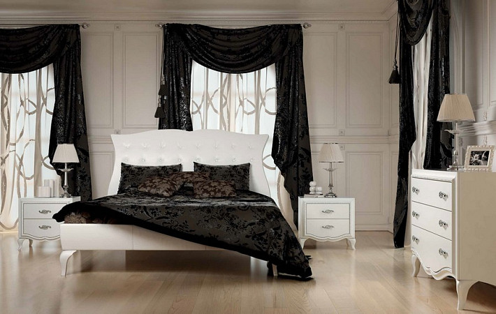 Кровать двуспальная классическая Chanel белая кожа фото 2