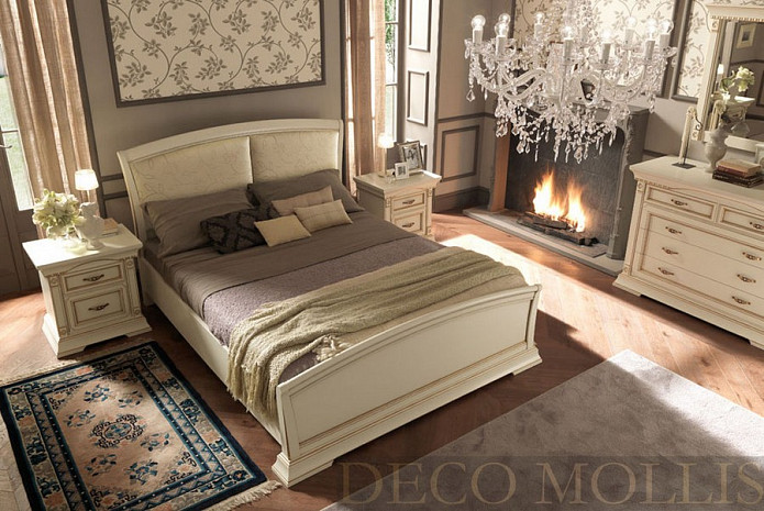 Белая кровать с мягким изголовьем 180 Palazzo Ducale avorio фото 2