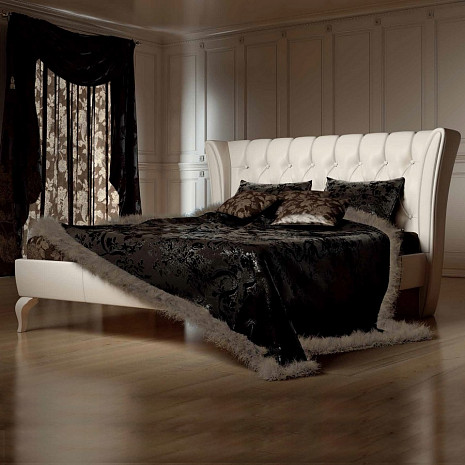 Кровать двуспальная в коже Clarisse белая фото 1