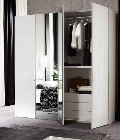 Шкаф белый с зеркалом в спальню Canova фото 1