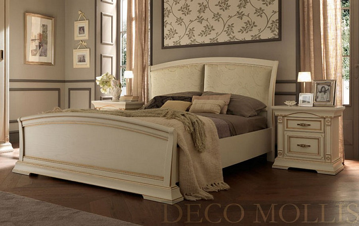 Белая кровать с мягким изголовьем 180 Palazzo Ducale avorio фото 1